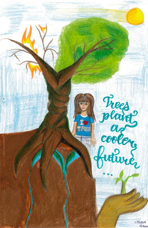California Arbor Week Poster Contest Honorable Mention Award Winner Uthara Menon's artwork